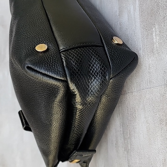 MICHAEL KORS ROLLINS SATCHEL BLACK SNAKESKIN EMBOSSED LEATHER - Picture 7 of 16